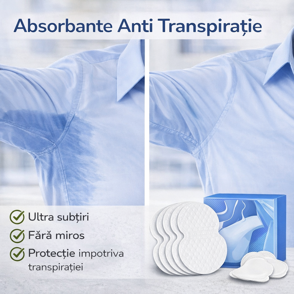 SMARTECH Tampoane Absorbante Anti Transpiratie pentru axila, autoadezive, Unisex, 10 Buc