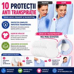 Tampoane Absorbante Anti Transpiratie pentru axila, autoadezive, Unisex, 10 Buc