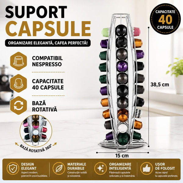 Suport 40 capsule Nespresso, Argintiu