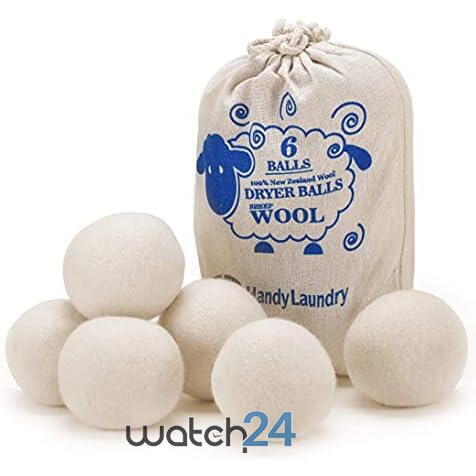 Set 6 Bile din Lana 100% pentru Uscator - Natural, Reutilizabil, Reduc Cutele de Imbracaminte, Economiseste Timpul de Uscare, Alternativa la Bilele de Plastic si Balsamul Lichid, Saculet Depozitare, Anti-electrizare, 5 cm, Alb