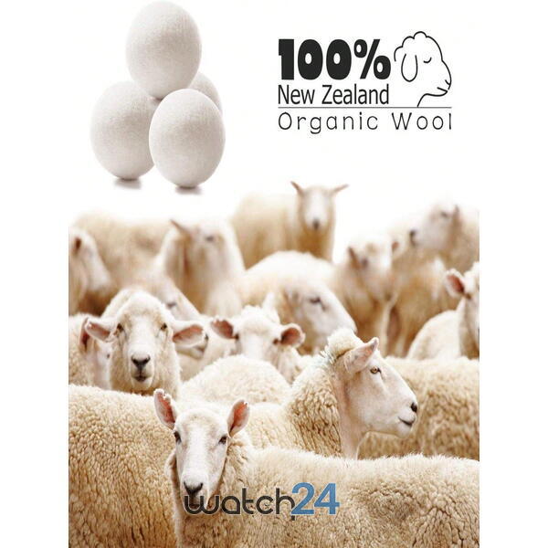 Set 6 Bile din Lana 100% pentru Uscator - Natural, Reutilizabil, Reduc Cutele de Imbracaminte, Economiseste Timpul de Uscare, Alternativa la Bilele de Plastic si Balsamul Lichid, Saculet Depozitare, Anti-electrizare, 5 cm, Alb