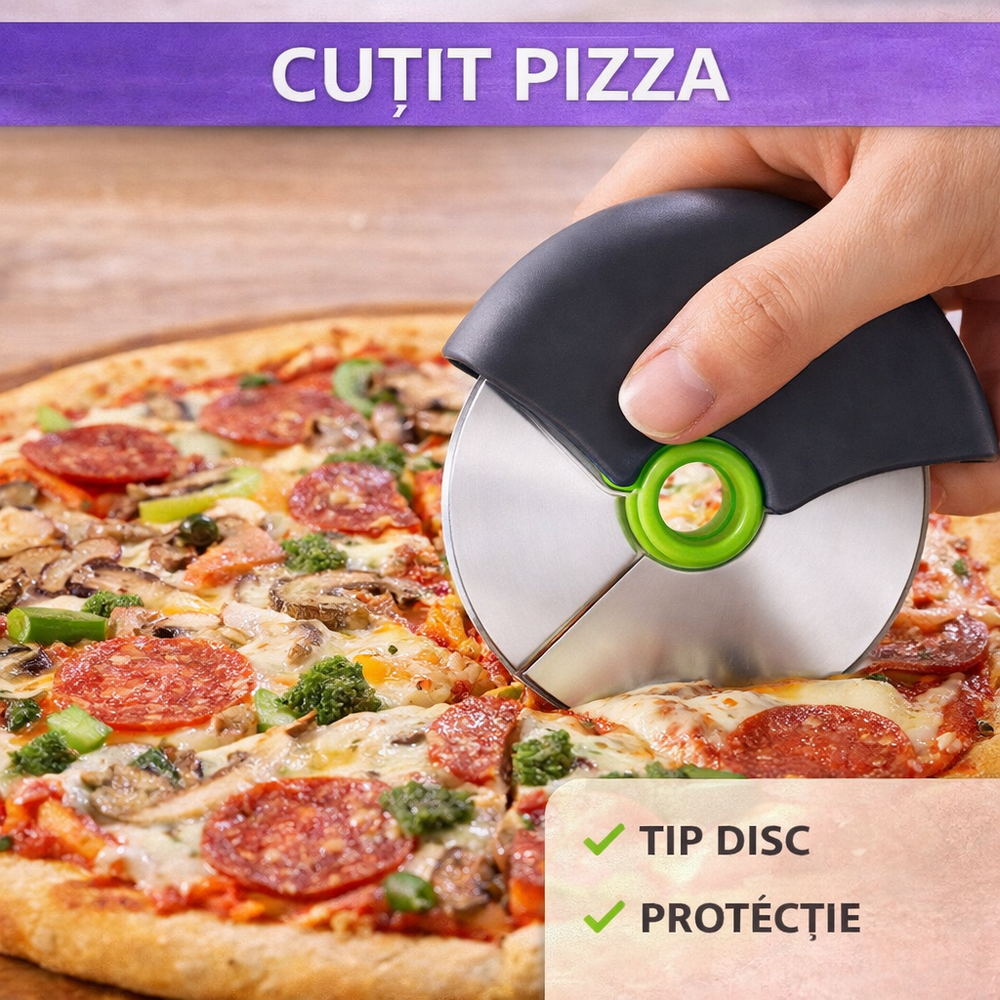 SMARTECH Cutit pentru taiat pizza, tip disc, cu protectie