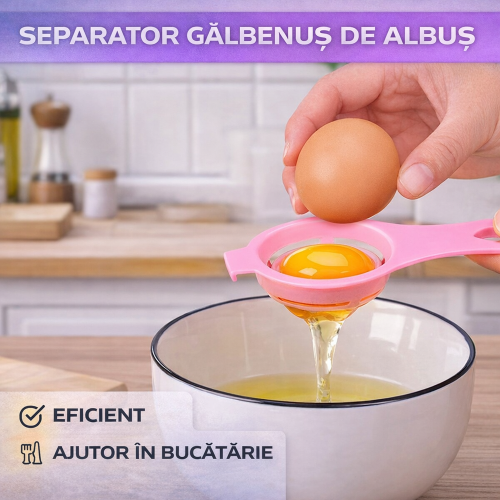 SMARTECH Separator pentru oua, Aparat de separat Albusul de Galbenus usor si eficient, Roz