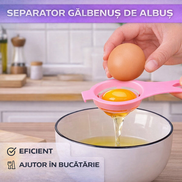 Separator pentru oua, Aparat de separat Albusul de Galbenus usor si eficient, Roz