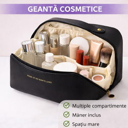 Geanta cosmetice si parfumuri, cu maner, ideal geanta bagaj, Negru