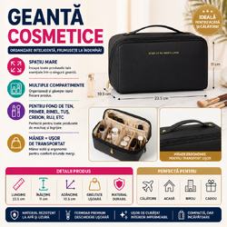 Geanta cosmetice si parfumuri, cu maner, ideal geanta bagaj, Negru