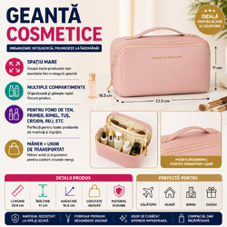 Geanta cosmetice si parfumuri, cu maner, ideal geanta bagaj, Roz