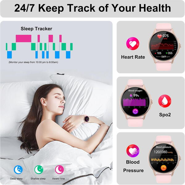 SmartWatch cu EKG, Variabilitatea Ritmului Cardiac, Tensiune arteriala, Nivel Oxigen, Apel Bluetooth, Nivel stres, Ciclu menstrual, Afisare vreme, Calculator S673