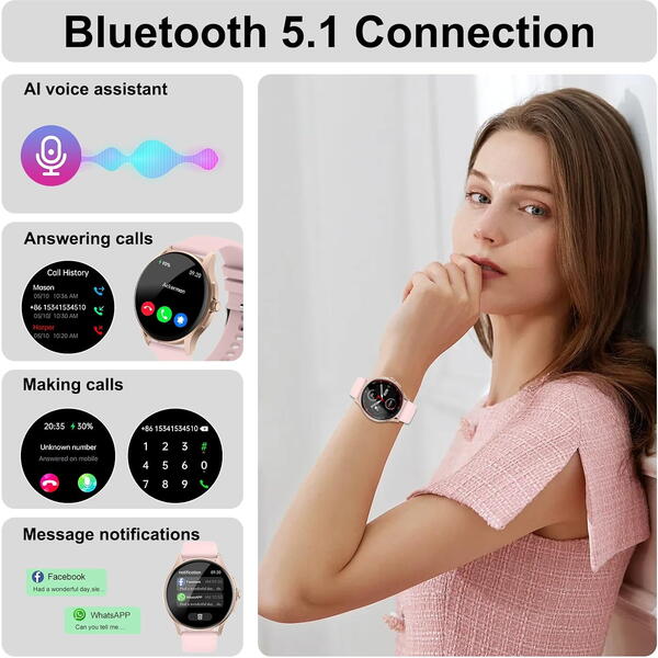SmartWatch cu EKG, Variabilitatea Ritmului Cardiac, Tensiune arteriala, Nivel Oxigen, Apel Bluetooth, Nivel stres, Ciclu menstrual, Afisare vreme, Calculator S673