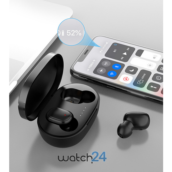 Casti Audio In-ear A6S TWS, earbuds, wireless, bluetooth 5.0, Stereo cu Functie apelare, Control muzica, Cutie incarcare inclusa, Android/ iOS, Negru