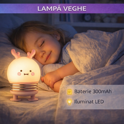 Lampa de noapte, de veghe, pentru copii sau bebelusi, Portabila, Baterie Reincarcabila  300mAh, Rose