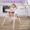 Scaun de Masa pentru Bebelusi si Copii, Varsta 6-72 luni, Inaltime Ajustabila, Centura de Siguranta in 5 Puncte, Tavita Reglabila si Detasabila, Roti Detasabile, Roz