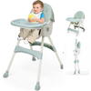 Scaun de Masa pentru Bebelusi si Copii, Varsta 6-72 luni, Inaltime Ajustabila, Centura de Siguranta in 5 Puncte, Tavita Reglabila si Detasabila, Roti Detasabile, Bleu