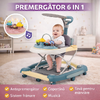 Premergator copii 6in1, Pliabil, Reglabil, Convertibil, Antepremergator, Tavita mancare, Copertina, Muzica, 5 trepte viteza, Jocuri, Sistem Franare, Albastru