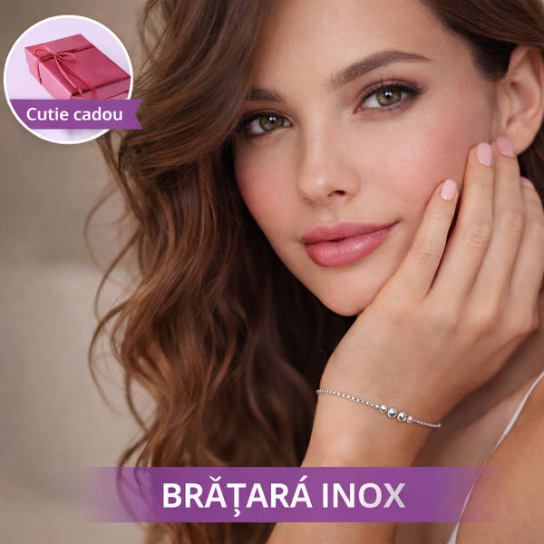 Bratara Inox Cu Margele, Argintiu