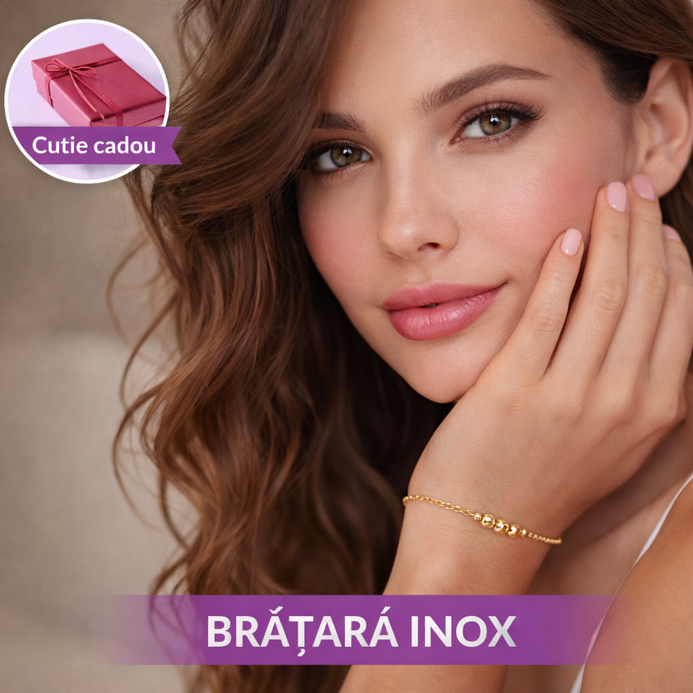 SMARTECH Bratara Inox Cu Margele, Auriu