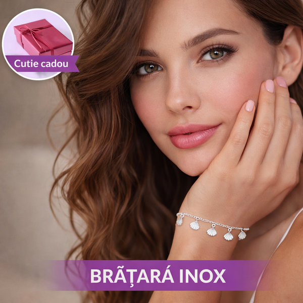 Bratara Inox Cu Model Scoici, Argintiu
