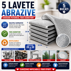 Lavete multifuncționale din microfibra metalica, 20x20cm, Set 5 buc