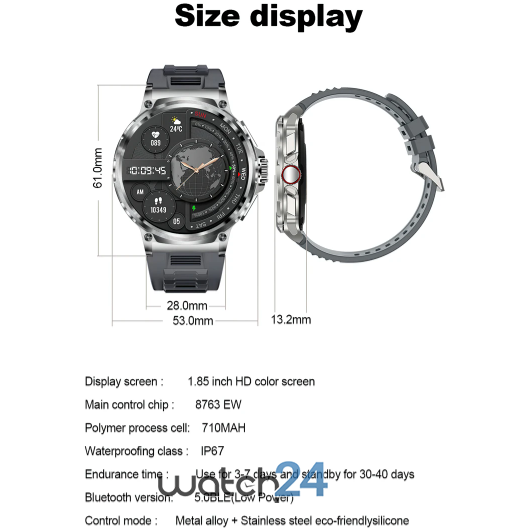 SmartWatch cu Apel Bluetooth, Ritm Cardiac, Oxigen din sange, Tensiune arteriala, Monitorizare Somn, Nivel de Stres, Calorii,  Vreme, Calculator S723