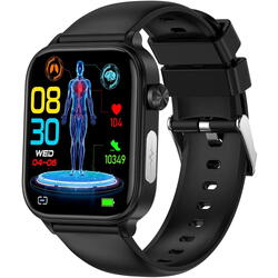 SmartWatch cu Apel Bluetooth, Glucometru, Analiza Impedantei Bioelectrice, EKG, HRV, Temperatura Corporala, Ritm Cardiac, Nivel Oxigen, Tensiune Arteriala S725