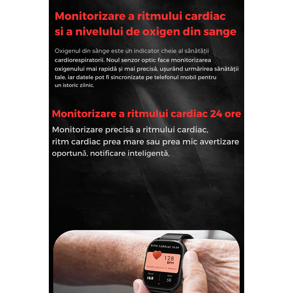 SmartWatch cu Apel Bluetooth, Ritm cardiac, Monitorizare somn, Vreme, Calculator S729