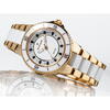 Ceas dama Yves Camani Sienne White/Gold, Ceramica/Inox, Geam Safir