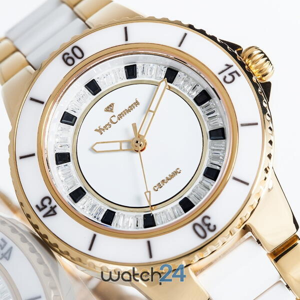 Ceas dama Yves Camani Sienne White/Gold, Ceramica/Inox, Geam Safir