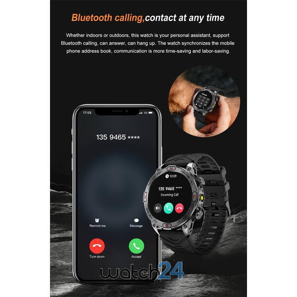 SmartWatch cu Apel Bluetooth, Primire/Efectuare Apeluri, Barometru, Busola, Altimetru, Moduri Sport, Distanta, Calorii, Ritm Cardiac, Nivel Oxigen, Tensiune Arteriala, Vreme S745