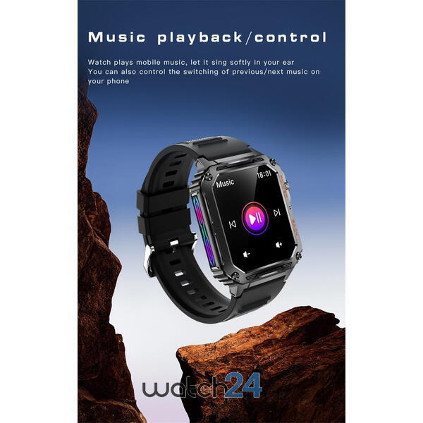 SmartWatch cu Apel Bluetooth, LED Luminous Effect, Meniu RO,  Calculator, Calendar, Notificari, Alarma, Moduri Sport, Calorii, Ritm Cardiac, Nivel Oxigen, Tensiune Arteriala, Antrenament Respiratoriu, Monitorizare Somn, Vreme S751