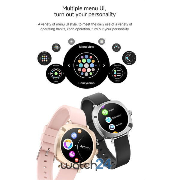 SmartWatch cu apel Bluetooth, Primire/Efectuare Apeluri, Monitorizare Somn, Nivel Stres, Vreme, Asistent Vocal, Ciclu Menstrual, Calculator, Jocuri, Ritm Cardiac, Nivel Oxigen, Tensiune Arteriala S757