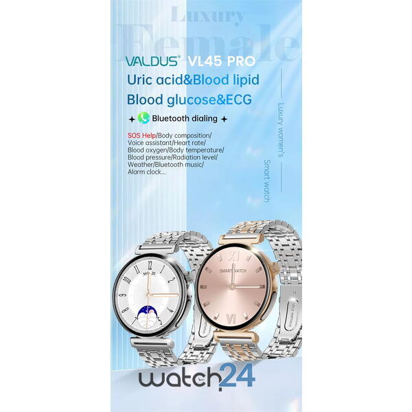 SmartWatch cu Apel Bluetooth, Glucometru, Analiza Impedantei Bioelectrice, EKG, HRV, Ciclu Menstrual, Nivel Radiatii, Temperatura Corporala, Ritm Cardiac, Nivel Oxigen, Tensiune Arteriala S764