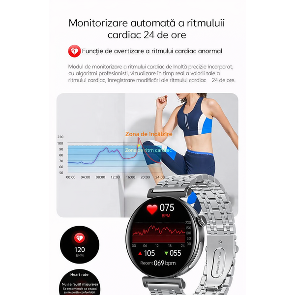 SmartWatch cu Apel Bluetooth, Glucometru, Analiza Impedantei Bioelectrice, EKG, HRV, Ciclu Menstrual, Nivel Radiatii, Temperatura Corporala, Ritm Cardiac, Nivel Oxigen, Tensiune Arteriala S764