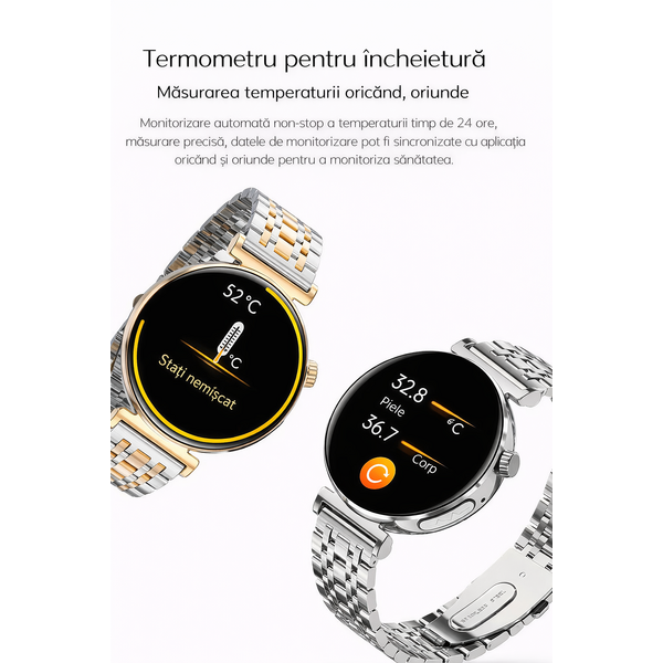 SmartWatch cu Apel Bluetooth, Glucometru, Analiza Impedantei Bioelectrice, EKG, HRV, Ciclu Menstrual, Nivel Radiatii, Temperatura Corporala, Ritm Cardiac, Nivel Oxigen, Tensiune Arteriala S764
