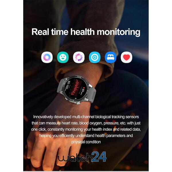 SmartWatch cu Barometru, Altimetru, Busola, GPS, Apel Bluetooth, Numar SOS, Lanterna, Vreme, Baterie 530mAh, Display 1.43 Amoled HD S768