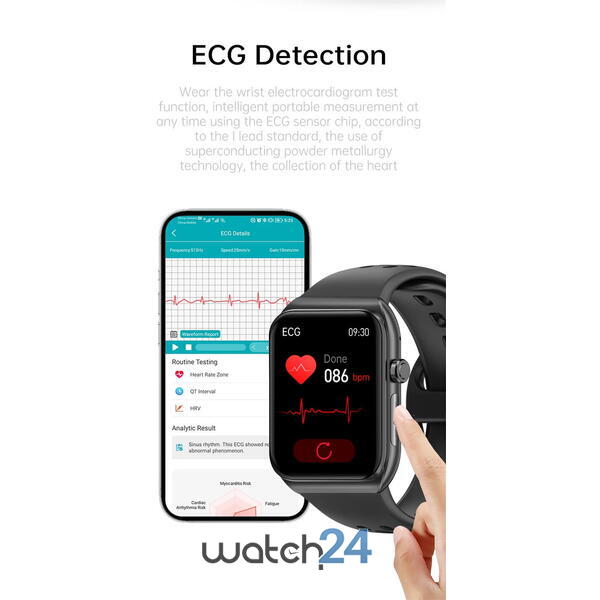 SmartWatch cu Apel Bluetooth, Glucometru, Analiza Impedantei Bioelectrice, EKG, HRV, Nivel Radiatii,  Temperatura Corporala, Ritm Cardiac, Nivel Oxigen, Tensiune Arteriala S777