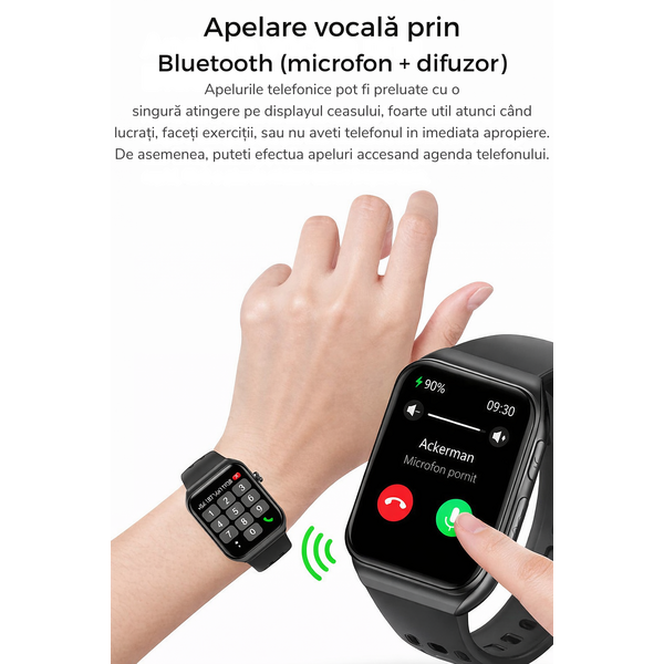 SmartWatch cu Apel Bluetooth, Senzor Glucometru, Analiza Impedantei Bioelectrice, EKG, HRV, Nivel Radiatii,  Temperatura Corporala, Ritm Cardiac, Nivel Oxigen, Tensiune Arteriala S777