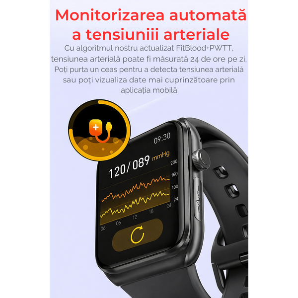 SmartWatch cu Apel Bluetooth, Senzor Glucometru, Analiza Impedantei Bioelectrice, EKG, HRV, Nivel Radiatii,  Temperatura Corporala, Ritm Cardiac, Nivel Oxigen, Tensiune Arteriala S777