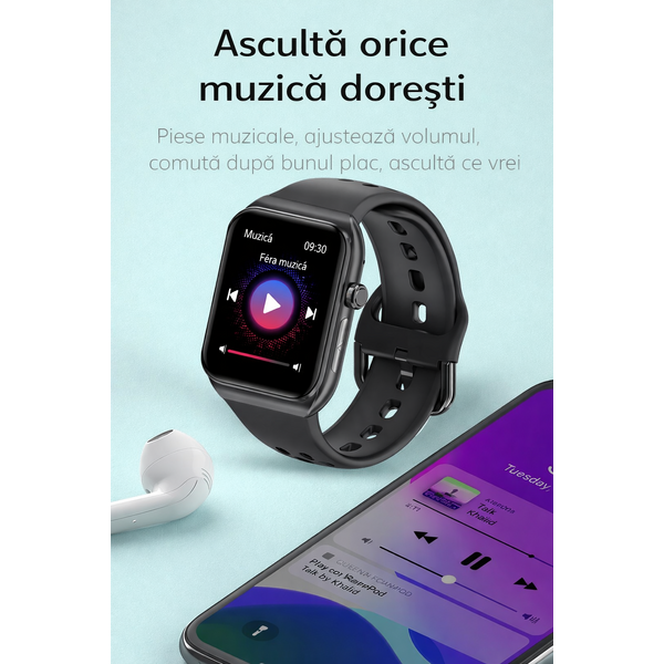 SmartWatch cu Apel Bluetooth, Senzor Glucometru, Analiza Impedantei Bioelectrice, EKG, HRV, Nivel Radiatii,  Temperatura Corporala, Ritm Cardiac, Nivel Oxigen, Tensiune Arteriala S777