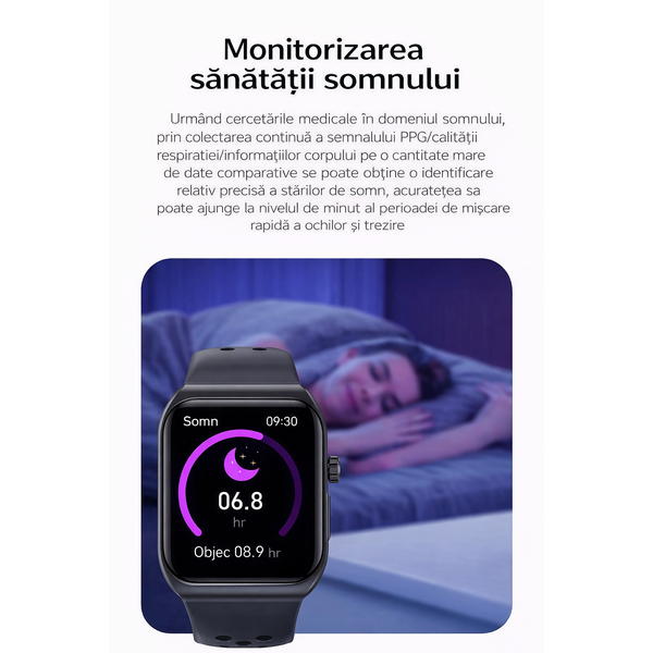 SmartWatch cu Apel Bluetooth, Senzor Glucometru, Analiza Impedantei Bioelectrice, EKG, HRV, Nivel Radiatii,  Temperatura Corporala, Ritm Cardiac, Nivel Oxigen, Tensiune Arteriala S777