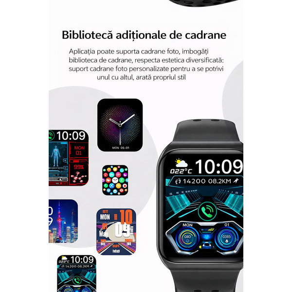 SmartWatch cu Apel Bluetooth, Senzor Glucometru, Analiza Impedantei Bioelectrice, EKG, HRV, Nivel Radiatii,  Temperatura Corporala, Ritm Cardiac, Nivel Oxigen, Tensiune Arteriala S777