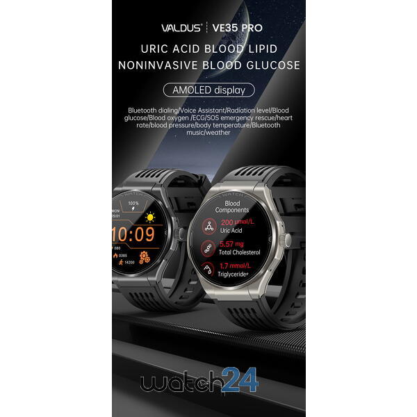 SmartWatch cu Apel Bluetooth, Glucometru, Analiza Impedantei Bioelectrice, EKG, HRV, Nivel Radiatii, Temperatura Corporala, Ritm Cardiac, Nivel Oxigen, Tensiune Arteriala S782