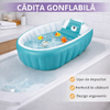 Cadita gonflabila pentru bebelusi si copii, Design Ergonomic, 6 luni - 5 ani, Portabila, Pliabila, Mini piscina de calatorie, Bleu