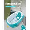 Cadita gonflabila pentru bebelusi si copii, Design Ergonomic, 6 luni - 5 ani, Portabila, Pliabila, Mini piscina de calatorie, Bleu