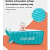 Cadita gonflabila pentru bebelusi si copii, Design Ergonomic, 6 luni - 5 ani, Portabila, Pliabila, Mini piscina de calatorie, Bleu