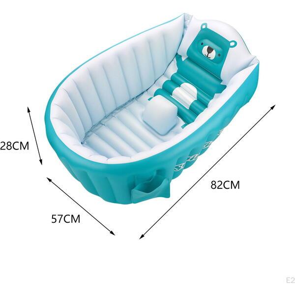 Cadita gonflabila pentru bebelusi si copii, Design Ergonomic, 6 luni - 5 ani, Portabila, Pliabila, Mini piscina de calatorie, Bleu