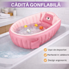 Cadita gonflabila pentru bebelusi si copii, Design Ergonomic, 6 luni - 5 ani, Portabila, Pliabila, Mini piscina de calatorie, Roz