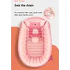 Cadita gonflabila pentru bebelusi si copii, Design Ergonomic, 6 luni - 5 ani, Portabila, Pliabila, Mini piscina de calatorie, Roz