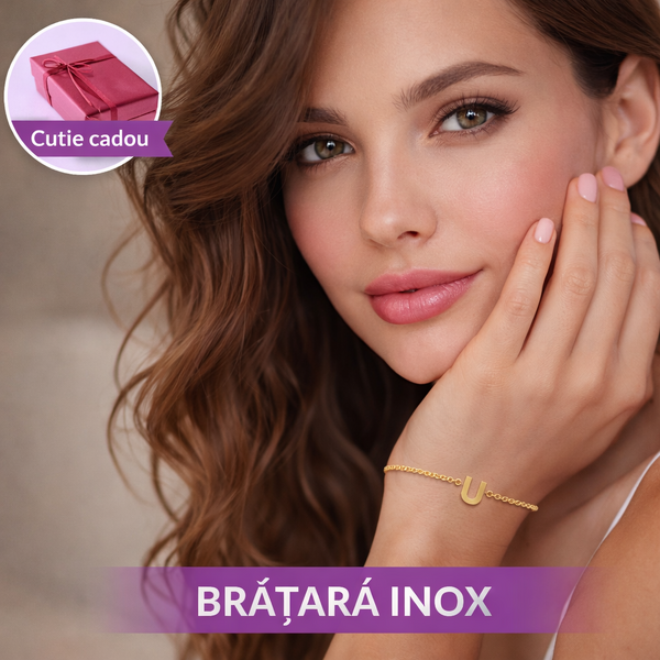 Bratara Inox Cu Initiala Litera U, Auriu