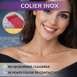 Colier Inox Cu Initiala Litera U, Auriu