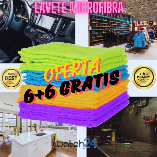 OFERTA 6+6 GRATIS Lavete microfibra, 30x30 Cm, Multicolor